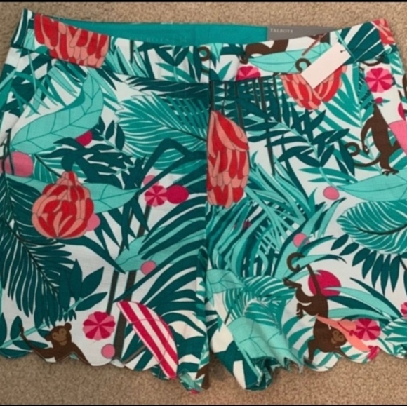 NWT Talbots Preppy 5" Inseam Scalloped Trim Monkey Print Shorts and Top - Picture 4 of 7